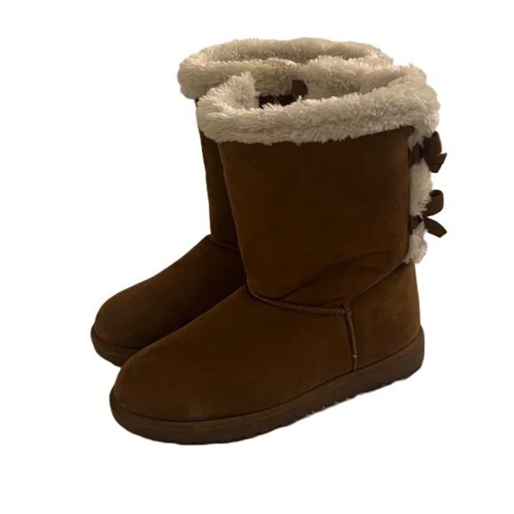 Jessica Cline Faux Suede/Shearling Boots Bows Women's Size 8M - Picture 1 of 6